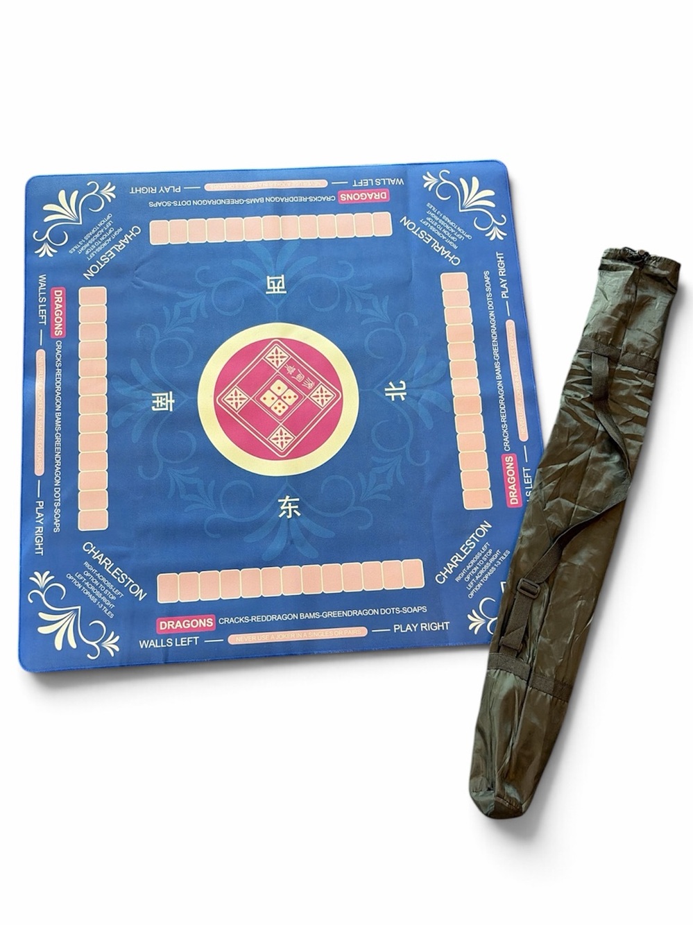 Blue Mahjong Neoprene Game Mat with Carry Bag
